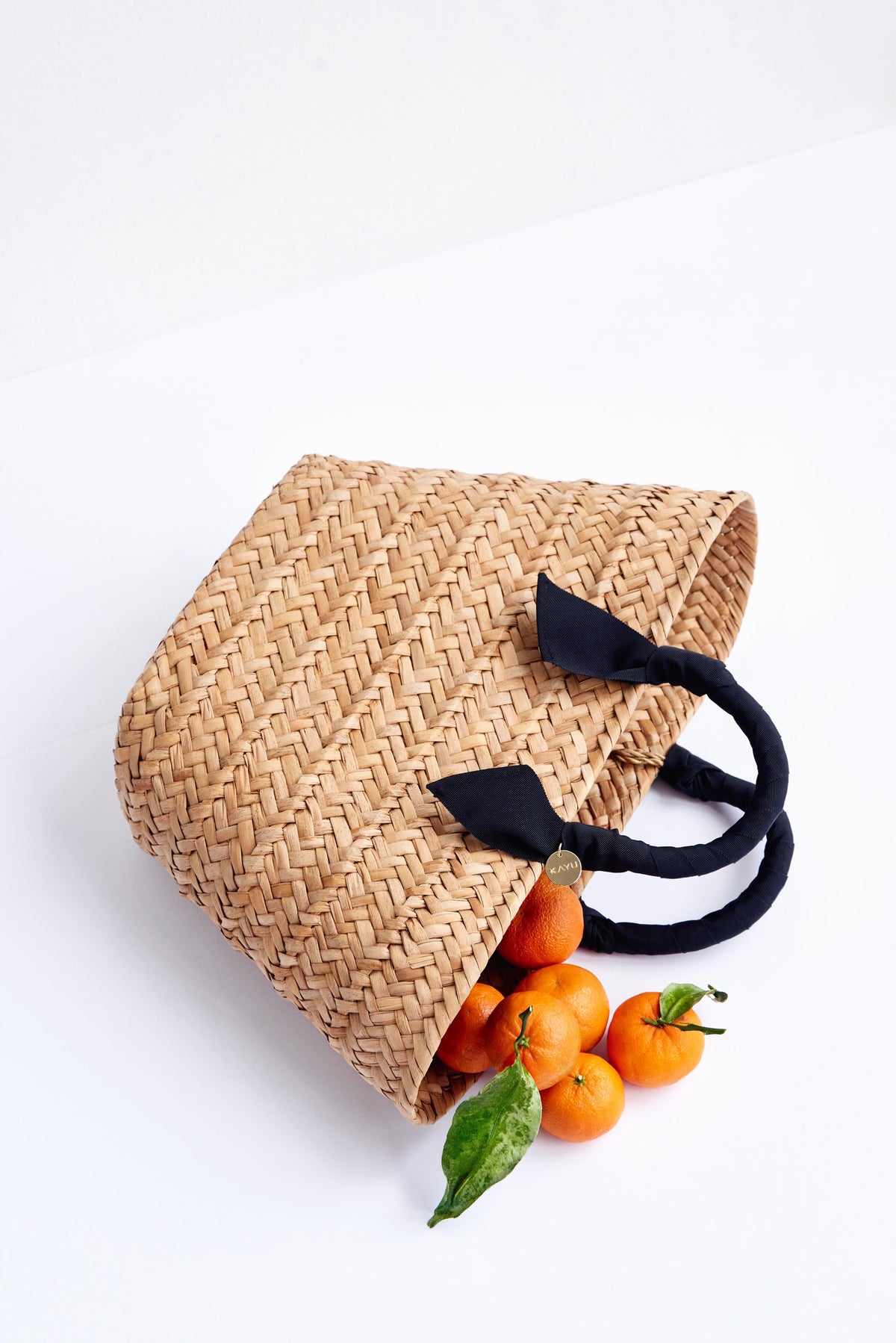 Rosie Woven Straw Ribbon-Handle Tote