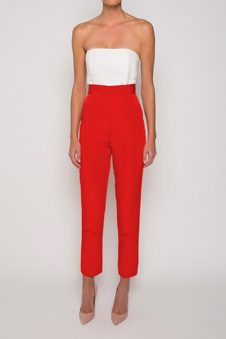 Silk Faille Cigarette Pants 16 / Red