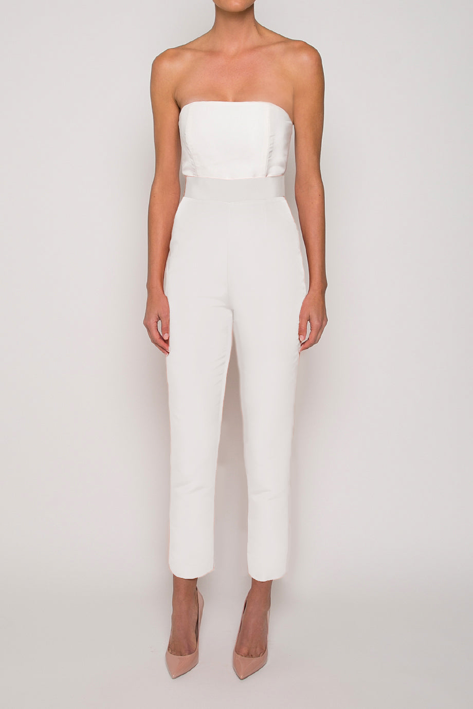 silk cigarette pants Silk Faille Cigarette Pants White / 10