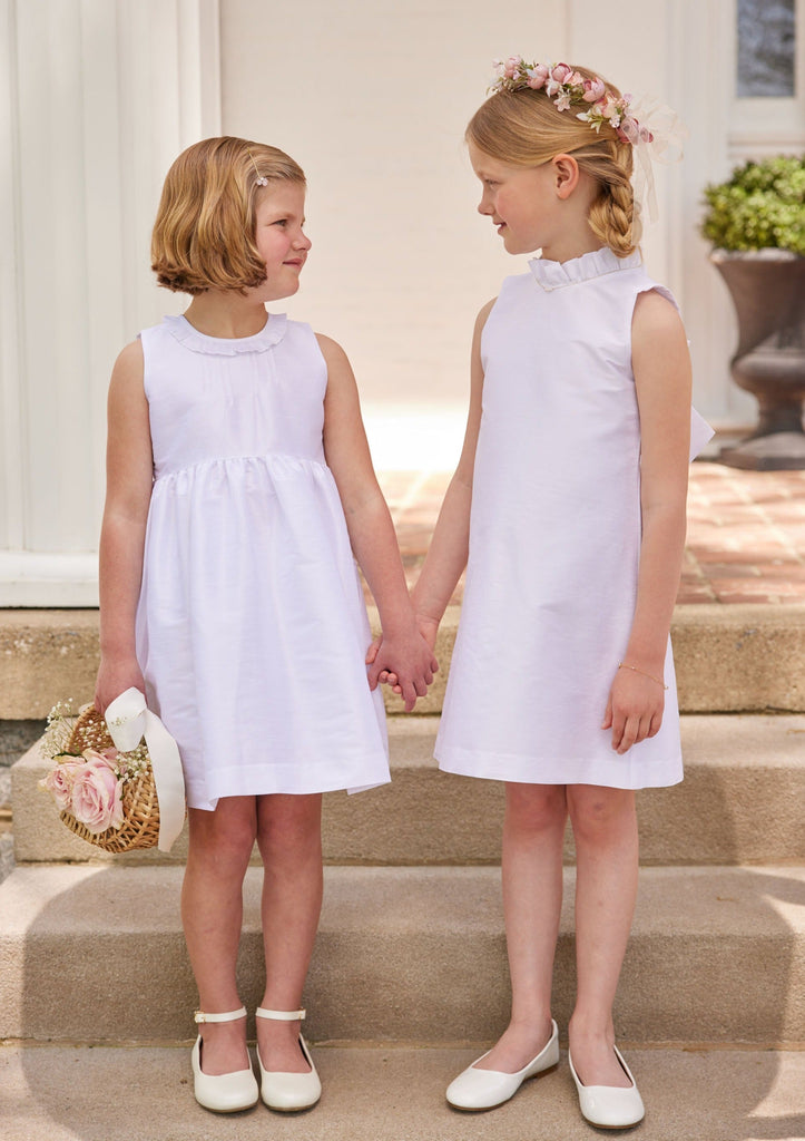Blue Elizabeth Dress - Girl's Outfit With Bow | Over The Moon