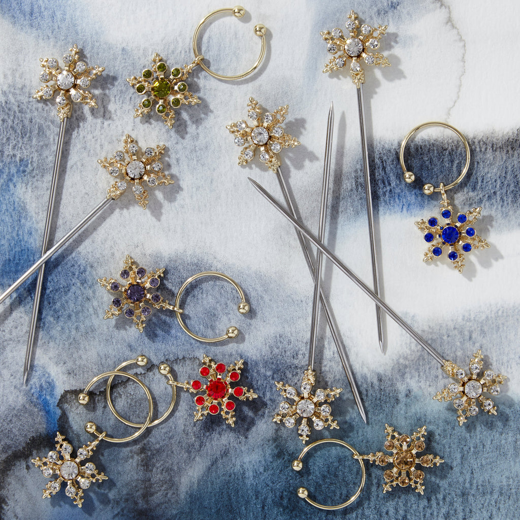 Snowflake Wine Charms in Jewel Tones