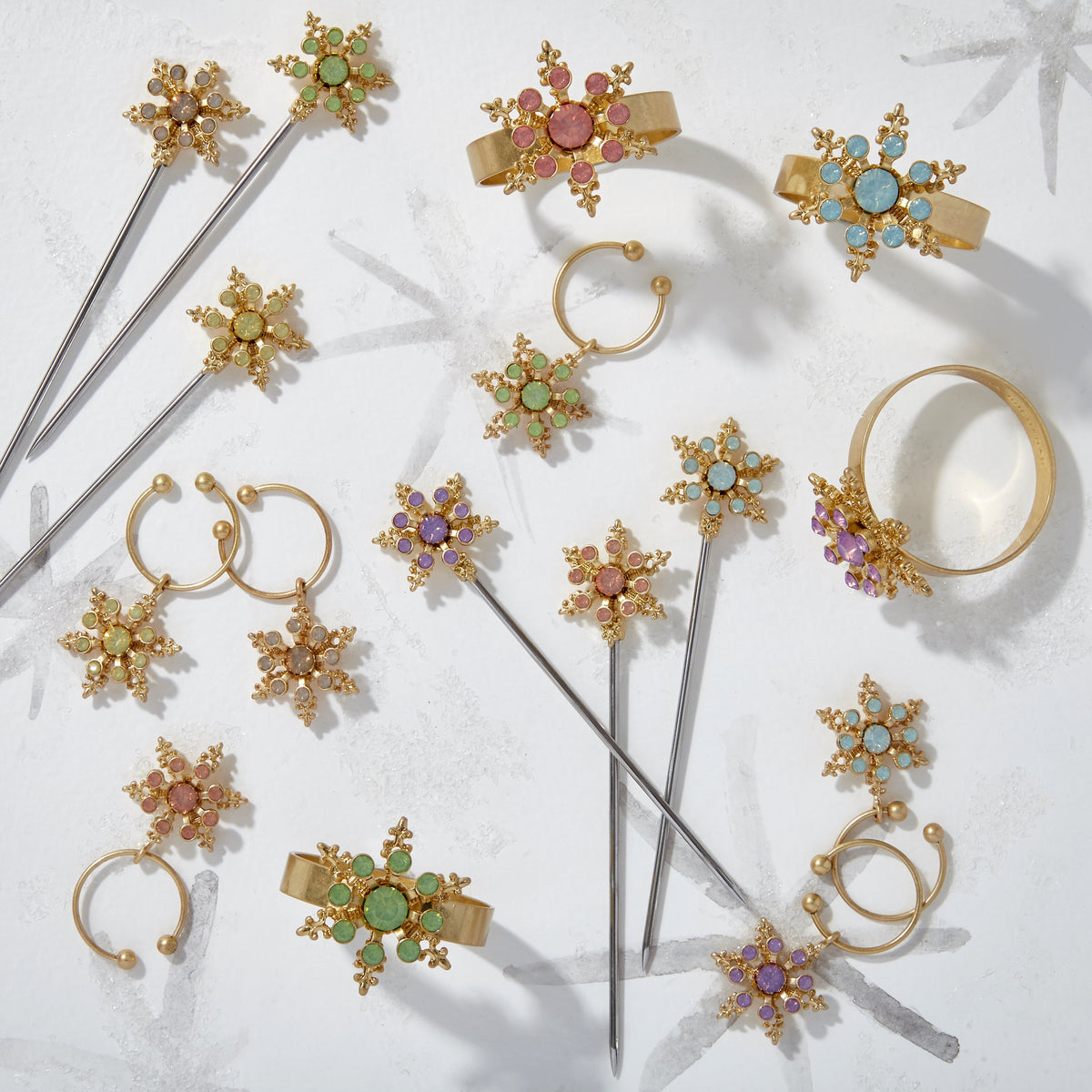 Snowflake Cocktail Picks in Pastel