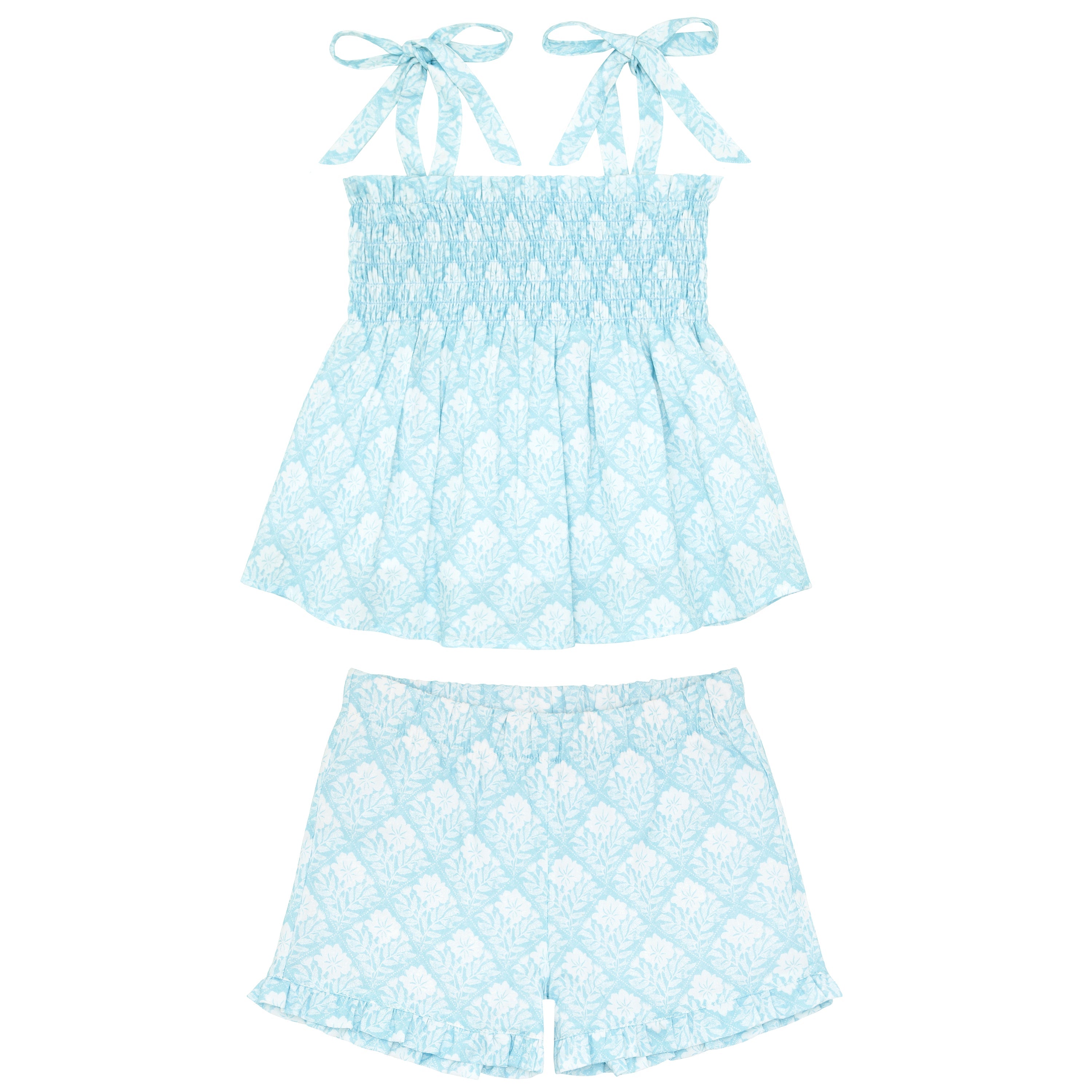 Girl's Plumeria Quilt Smocked Short Set