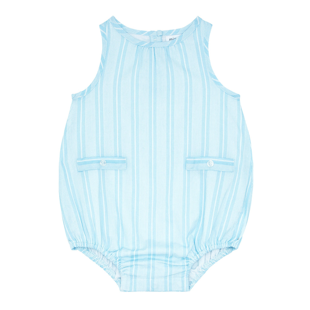 Baby Boy's Pacific Blue Stripe Bubble Romper