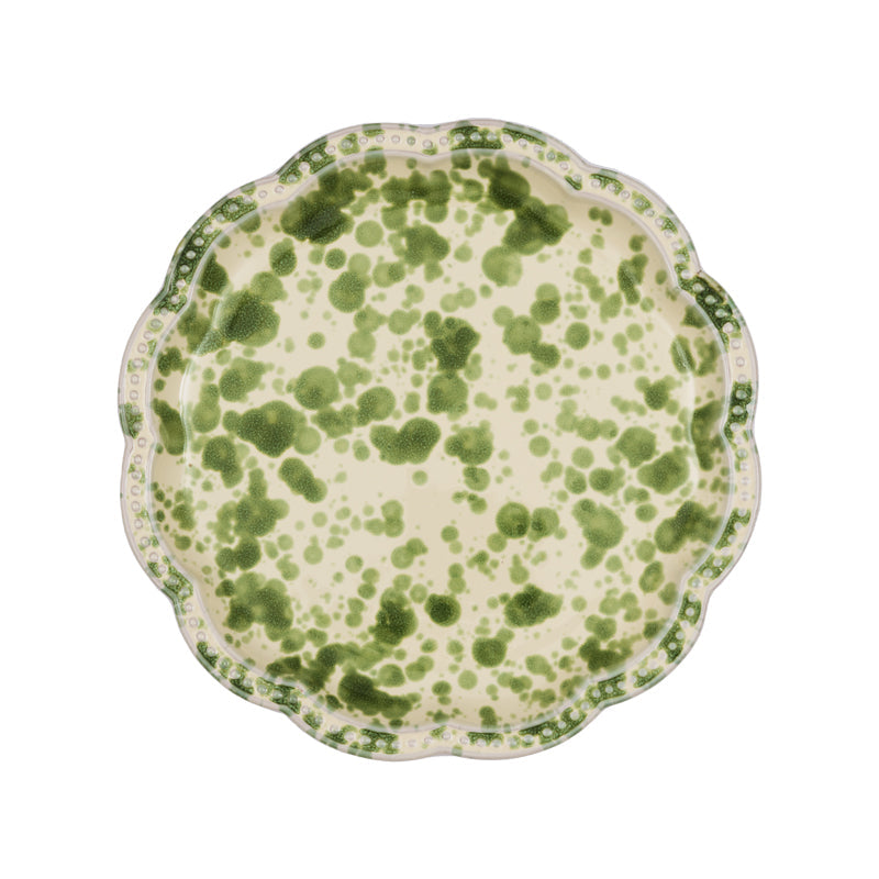 Speckled Dessert Plate in Green and White