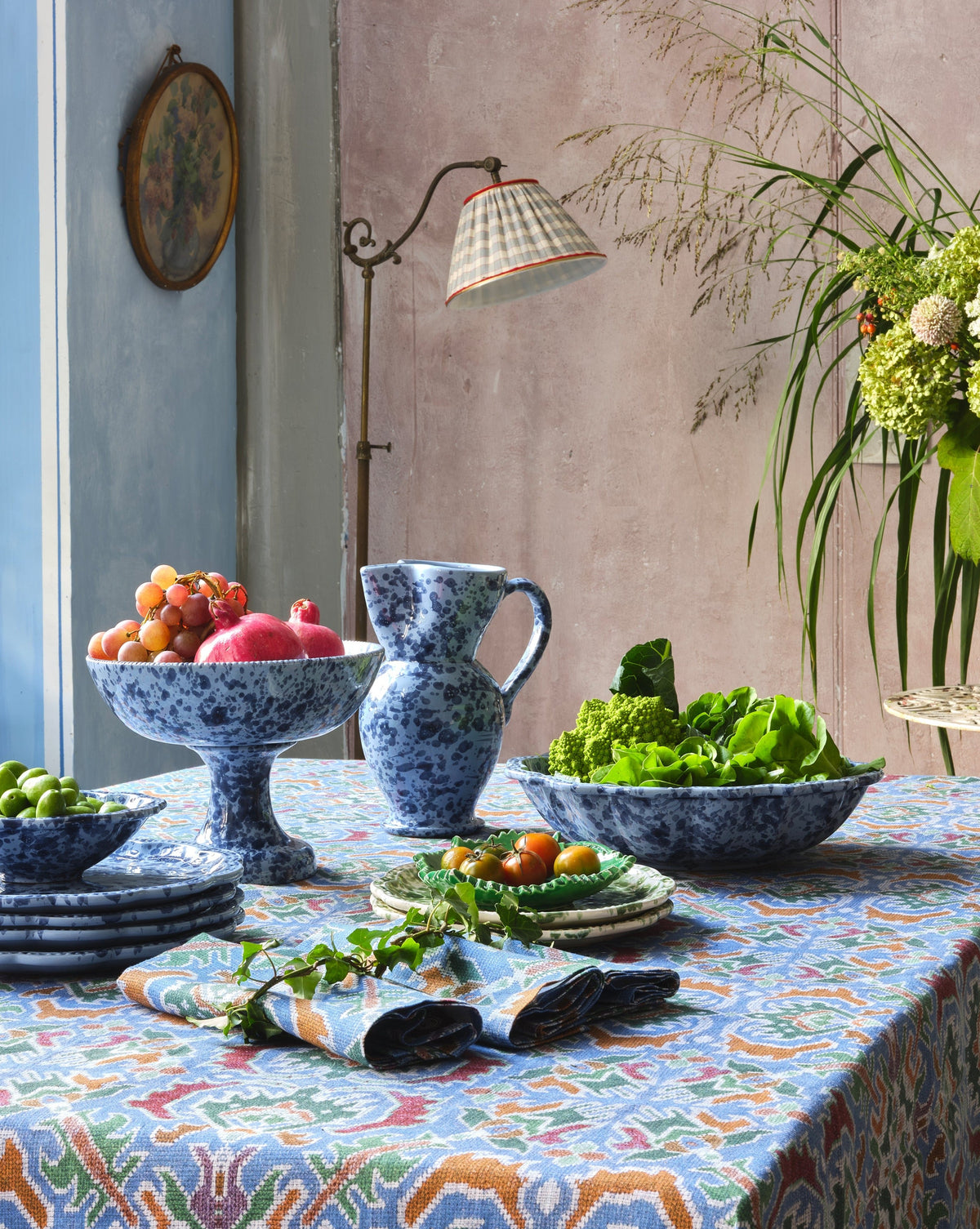 Speckled Serving Bowl in Blue