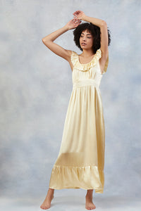 Valentia Satin Dress in Yellow