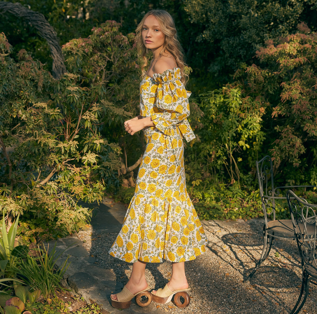 Stunning Yellow Pencil Dress with Sash