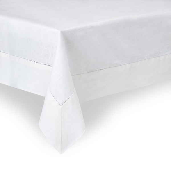 Classic Hemstitch Linen Tablecloth, White