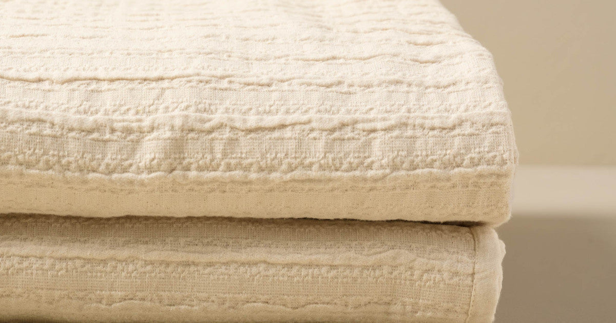 Cream Textured Stripe Coverlet