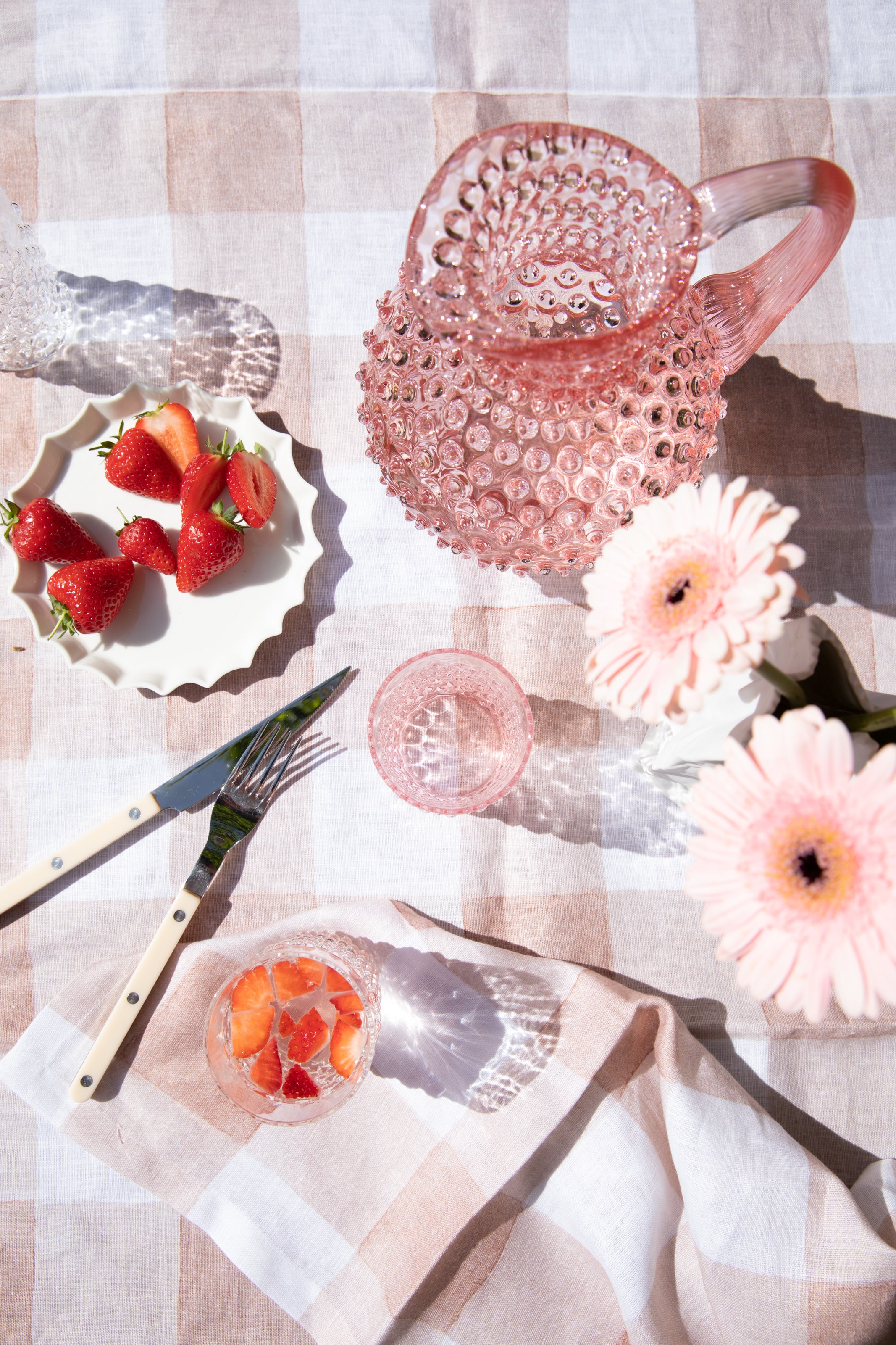 Pink Gingham Tablecloth