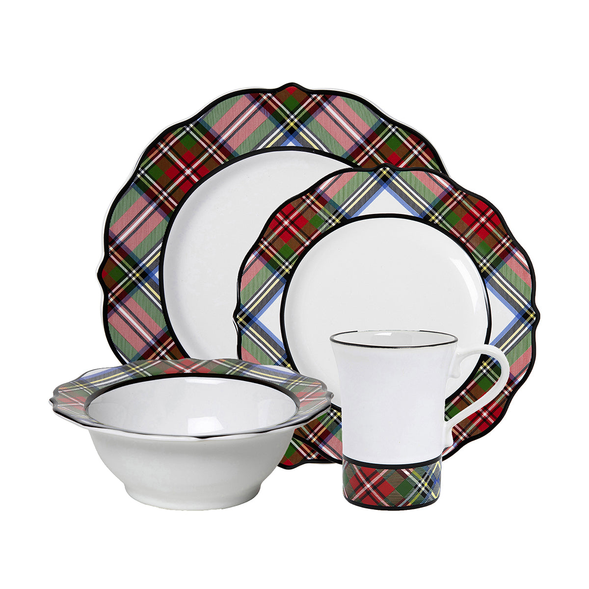 Stewart Tartan 16-Piece Dinnerware Set