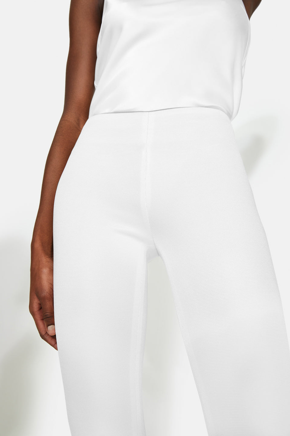 Jersey Flared Trousers in White