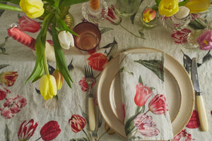 The Tulips Linen Tablecloth Sage
