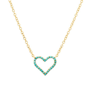 Turquoise Heart Charm Necklace