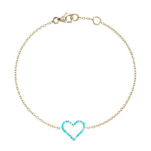 Turquoise Heart Charm Bracelet