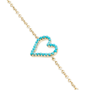 Turquoise Heart Charm Bracelet