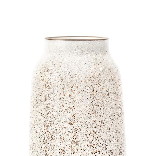 Tall Vase in Opaque White and Matte Brown