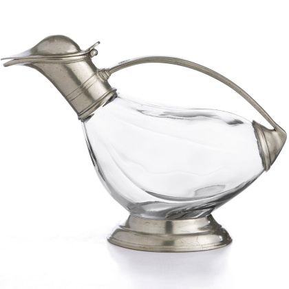 Taverna Duck Decanter by Arte Italica Duck Decanter 7.5x10x4.5, 32oz - Pewter/Glass