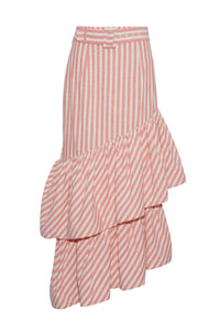 Terra Skirt in Ivory Pink Stripe Seersucker