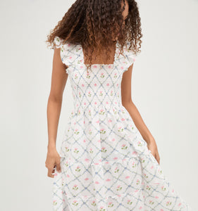 The Ellie Nap Dress in Butterfly Trellis Cotton Poplin