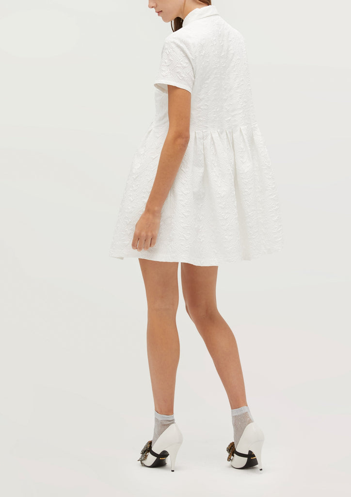 White Puffy Jacquard Dress