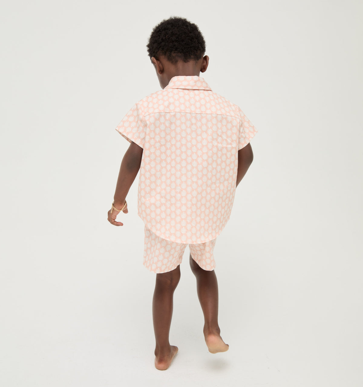 The Tiny Beau Shirt in Pale Coral Baroque Shell Cotton Sateen