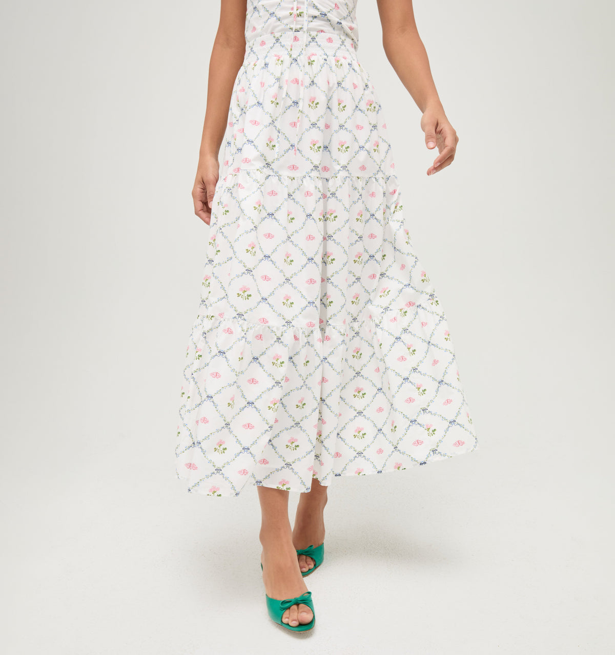 The Florence Nap Skirt in Butterfly Trellis Cotton Poplin