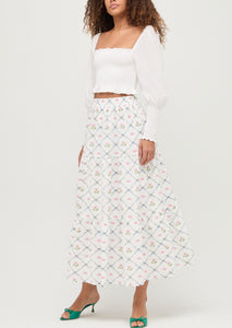 The Florence Nap Skirt in Butterfly Trellis Cotton Poplin