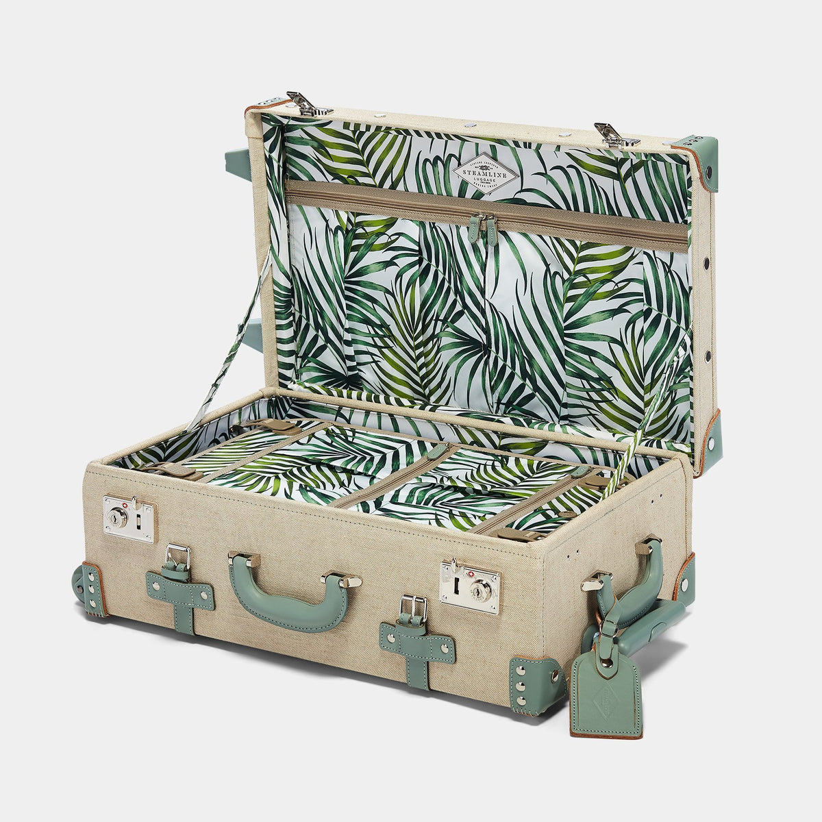 The Editor Stowaway in Seagreen - Hat Box Luggage - Interior Front