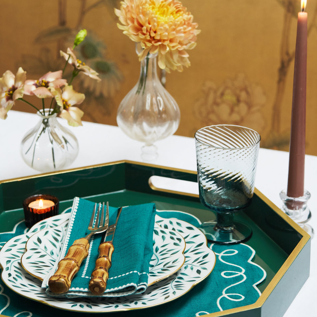 Spring Leaves in Green & Gold Salad and Dessert Plate