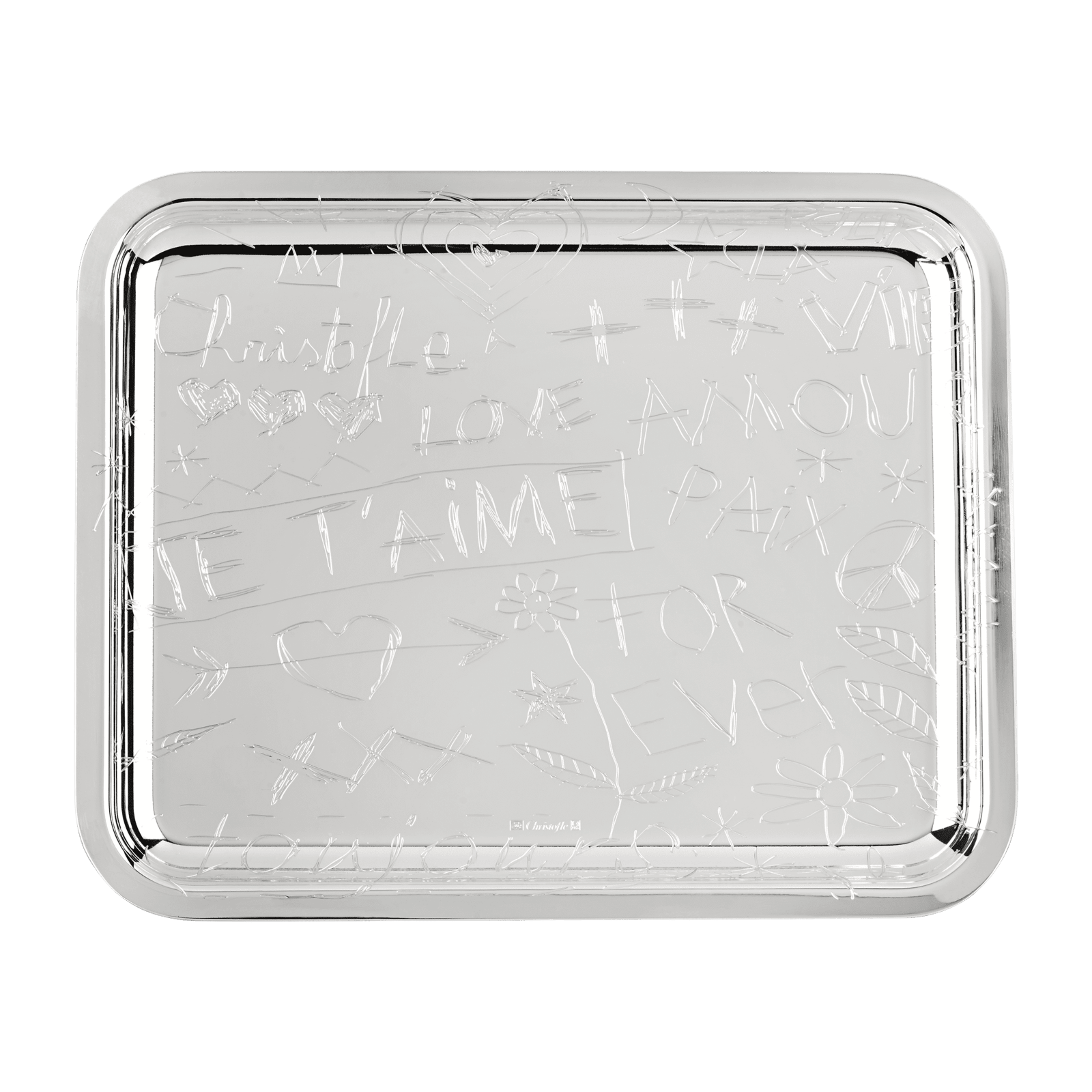 Silver-Plated Rectangular Tray - 8 X 6" Graffiti