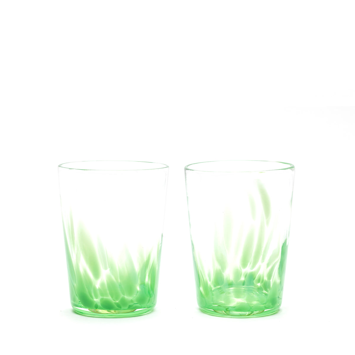 Cactus Green Transparent Spotted Tumblers, Set of Two
