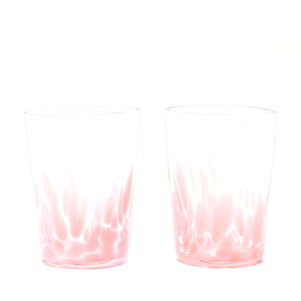 Pink Transparent Spotted Tumblers, Set of Two