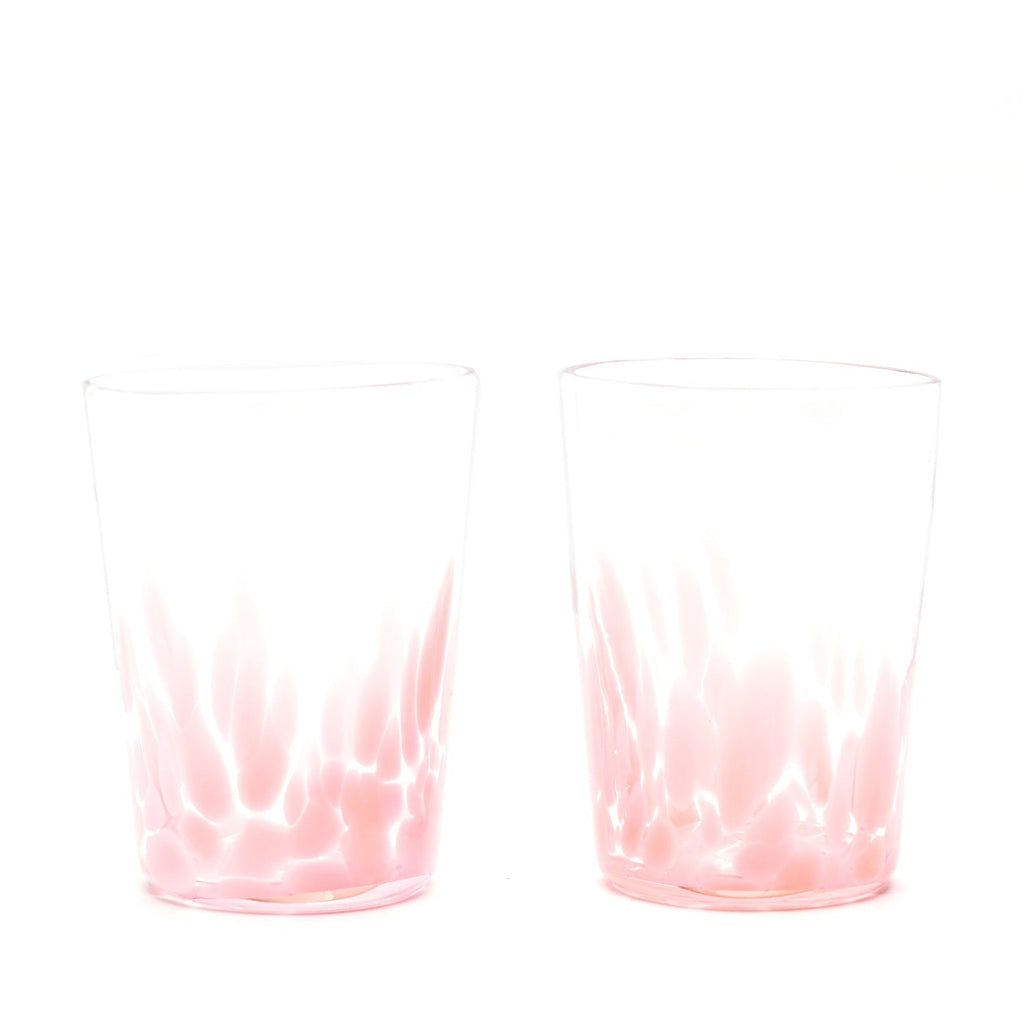 Pink Transparent Spotted Tumblers, Set of Two