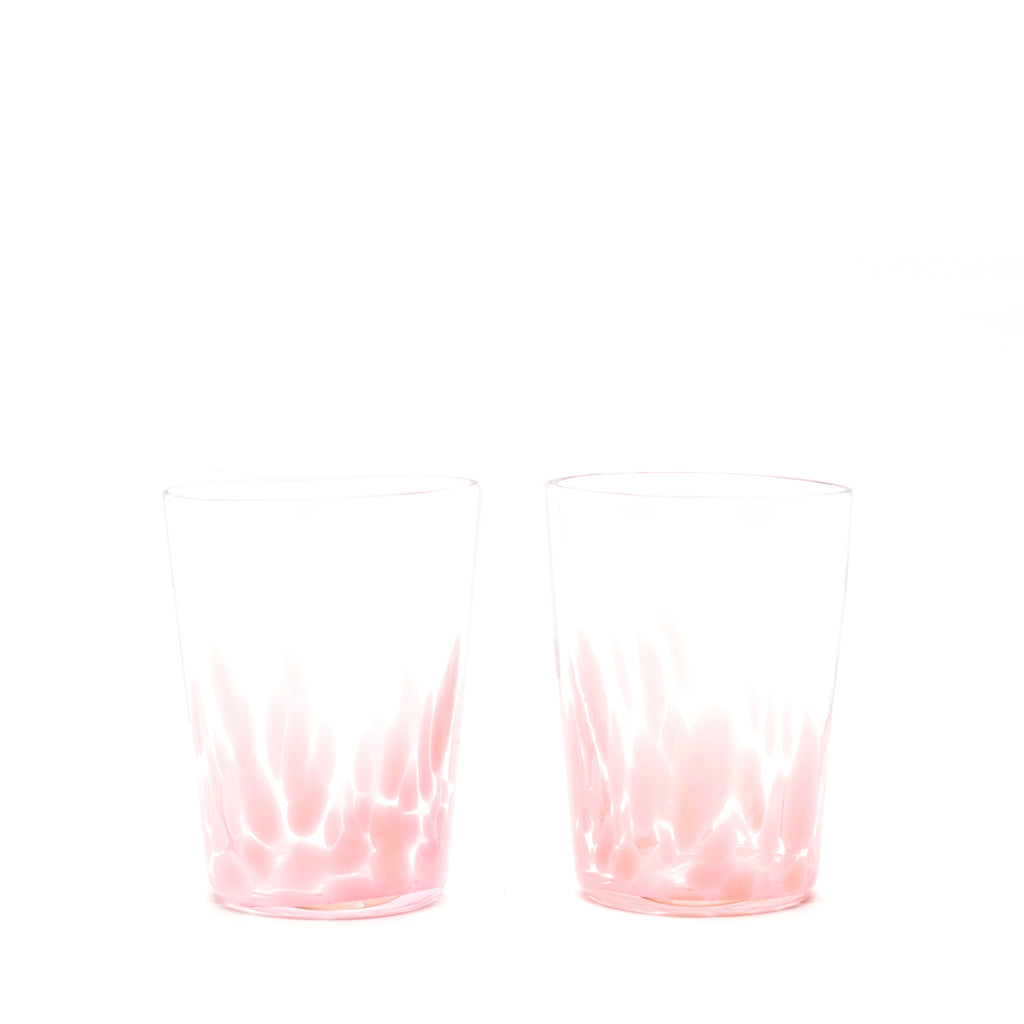 Pink Transparent Spotted Tumblers, Set of Two