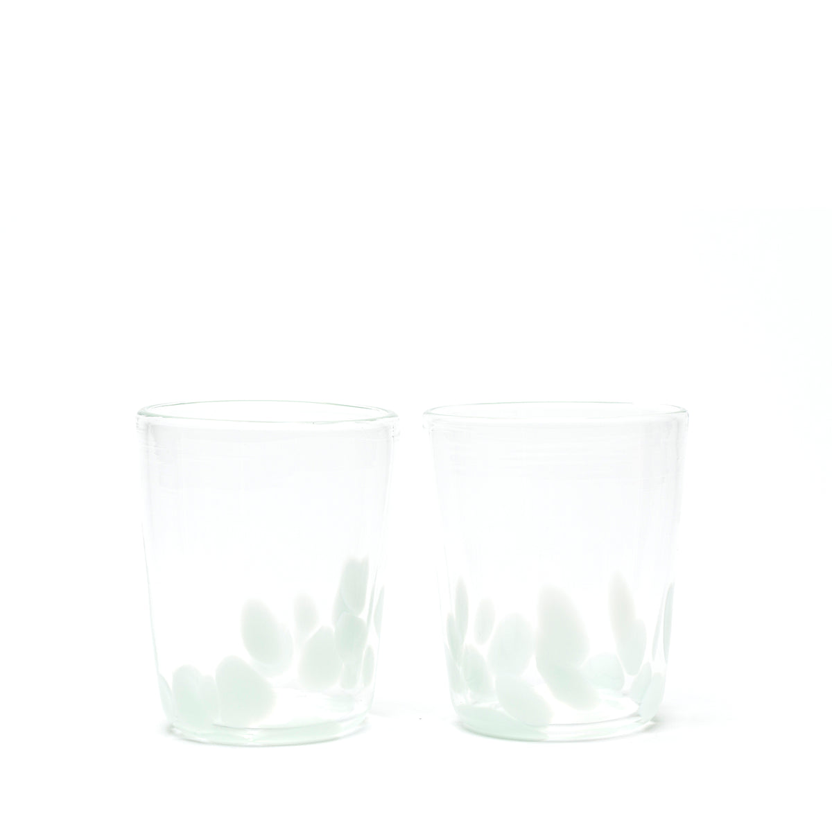 Seafoam Green Transparent Spotted Tumblers, Set of Two