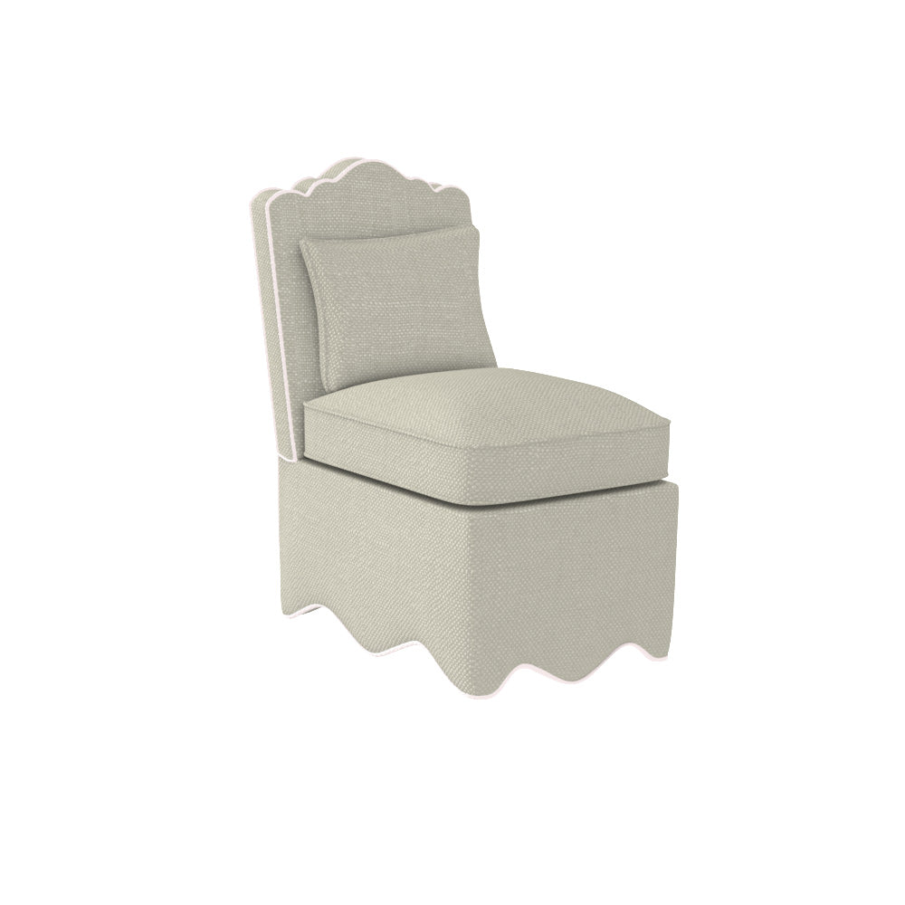 Upholstered Scalloped Slipper Chair