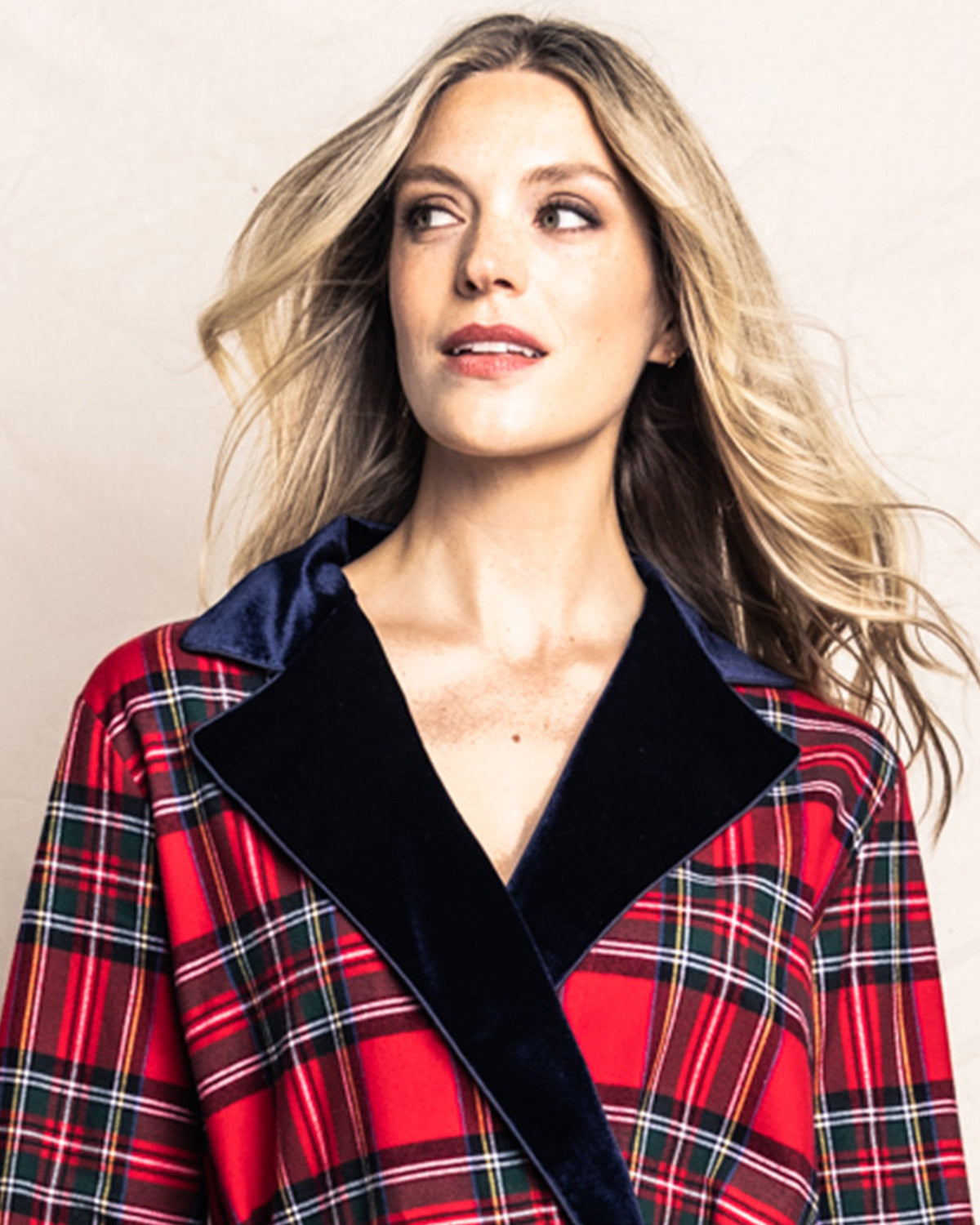 Women’s Imperial Tartan Short Robe with Velvet Trim