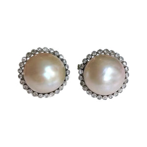 Pearl and Diamond 1940's Estate Earrings