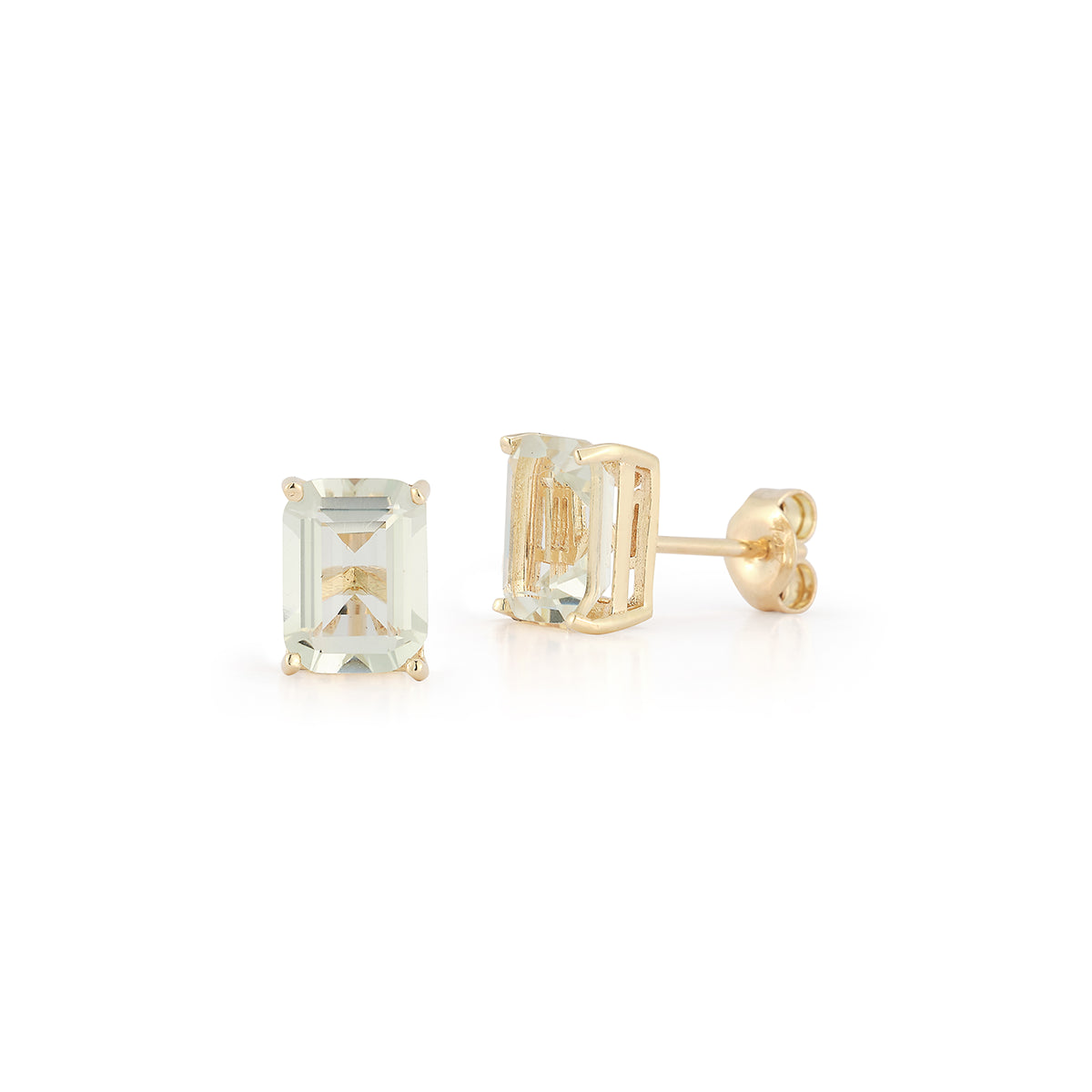 14K Green Amethyst Studs