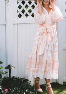 Flounce Dress in Colony Pink Palm