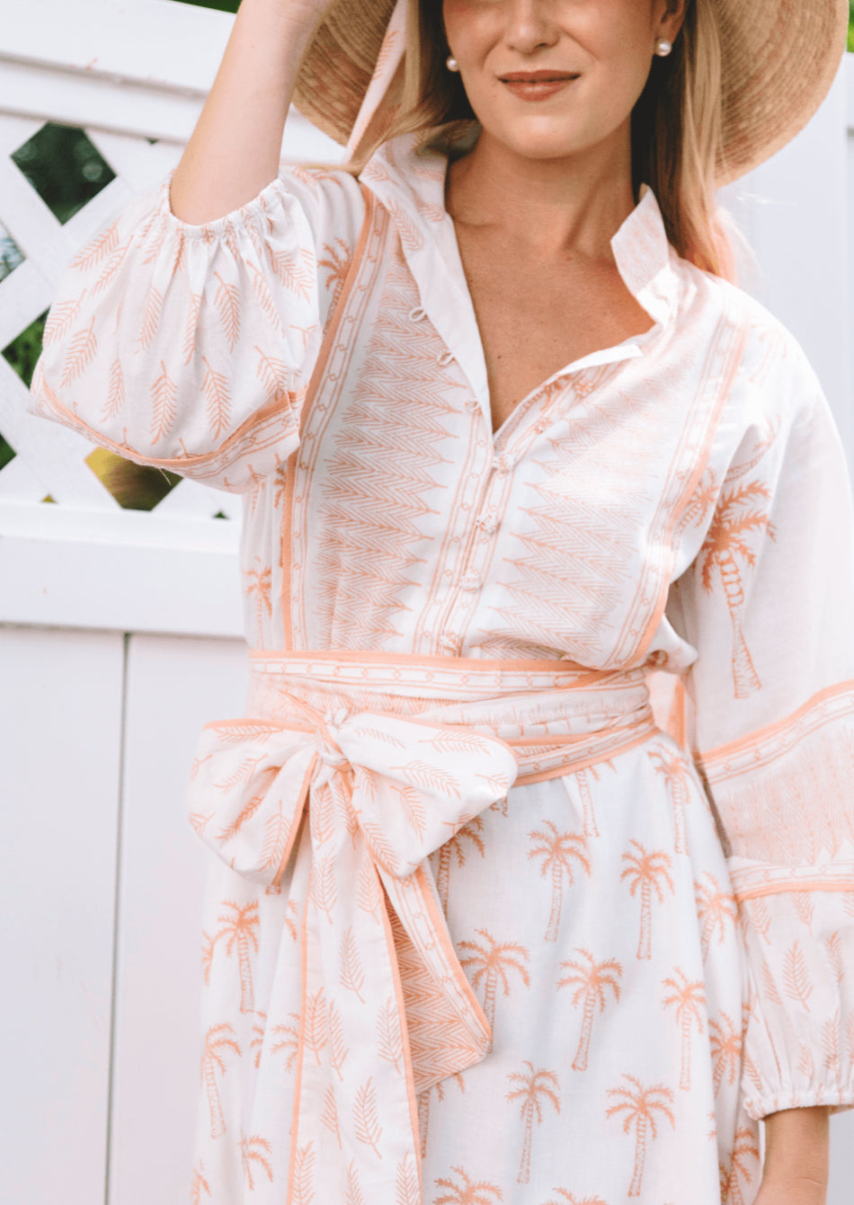 Flounce Dress in Colony Pink Palm