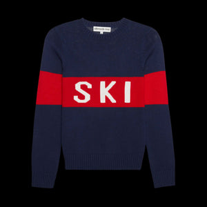 Block Ski Crewneck Sweater in Navy