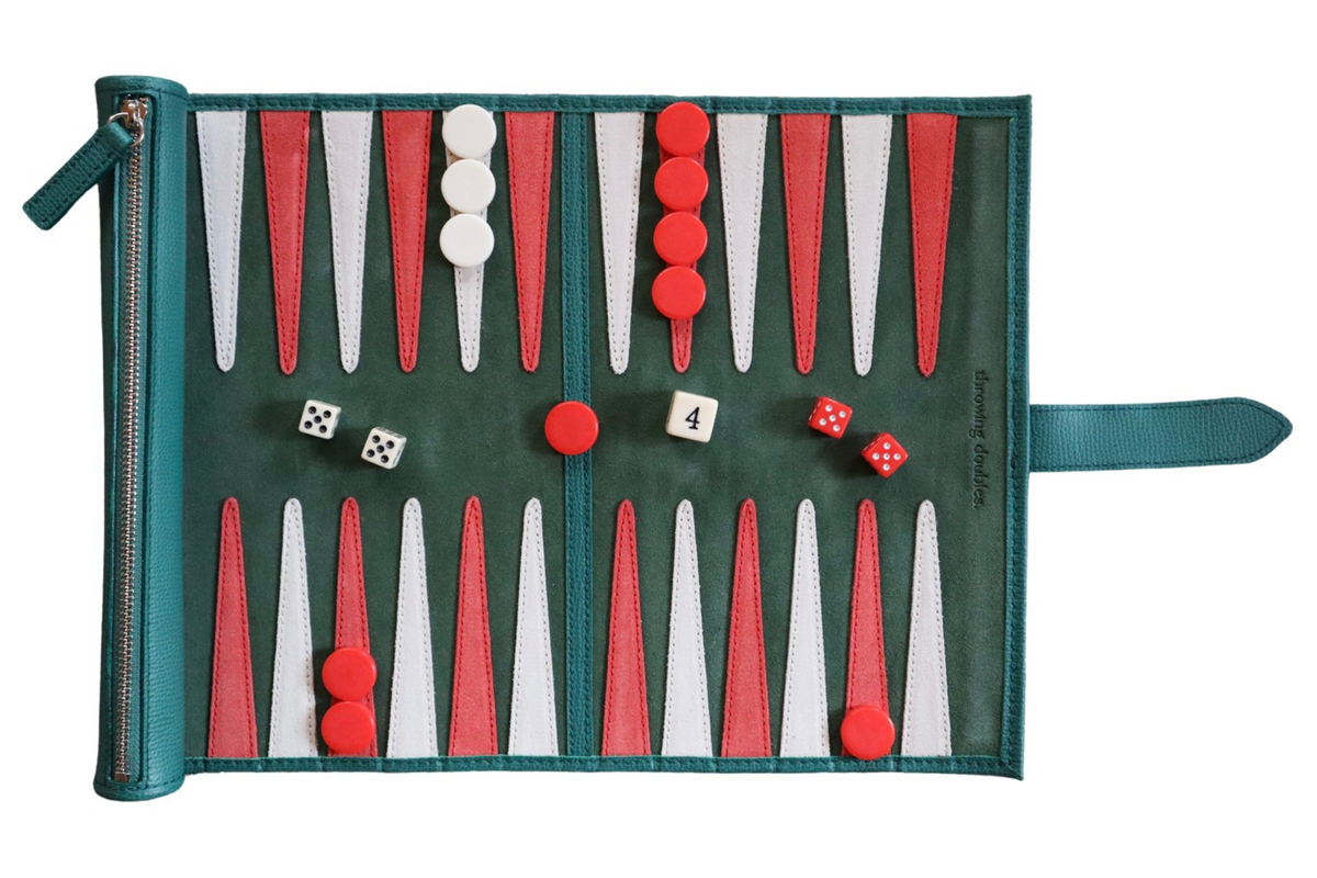 Travel Backgammon Board Green Red