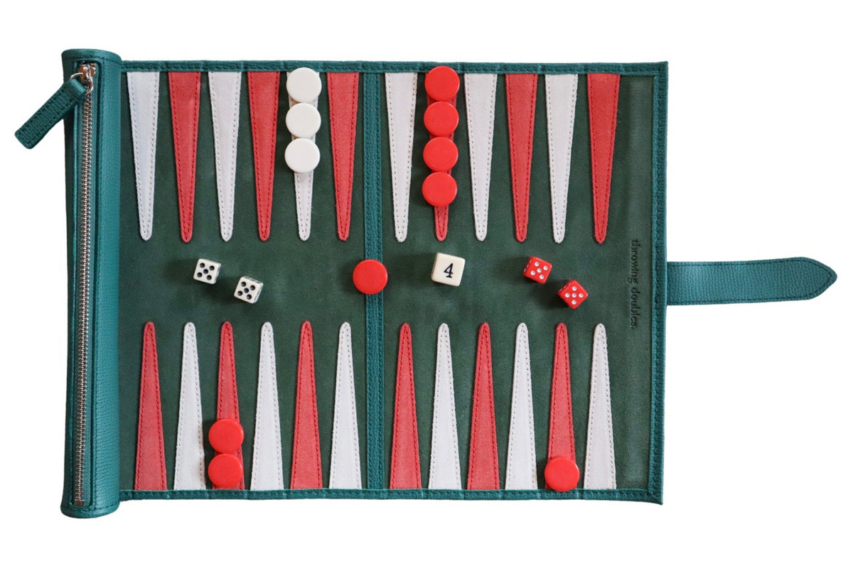 Travel Backgammon Board Green Red