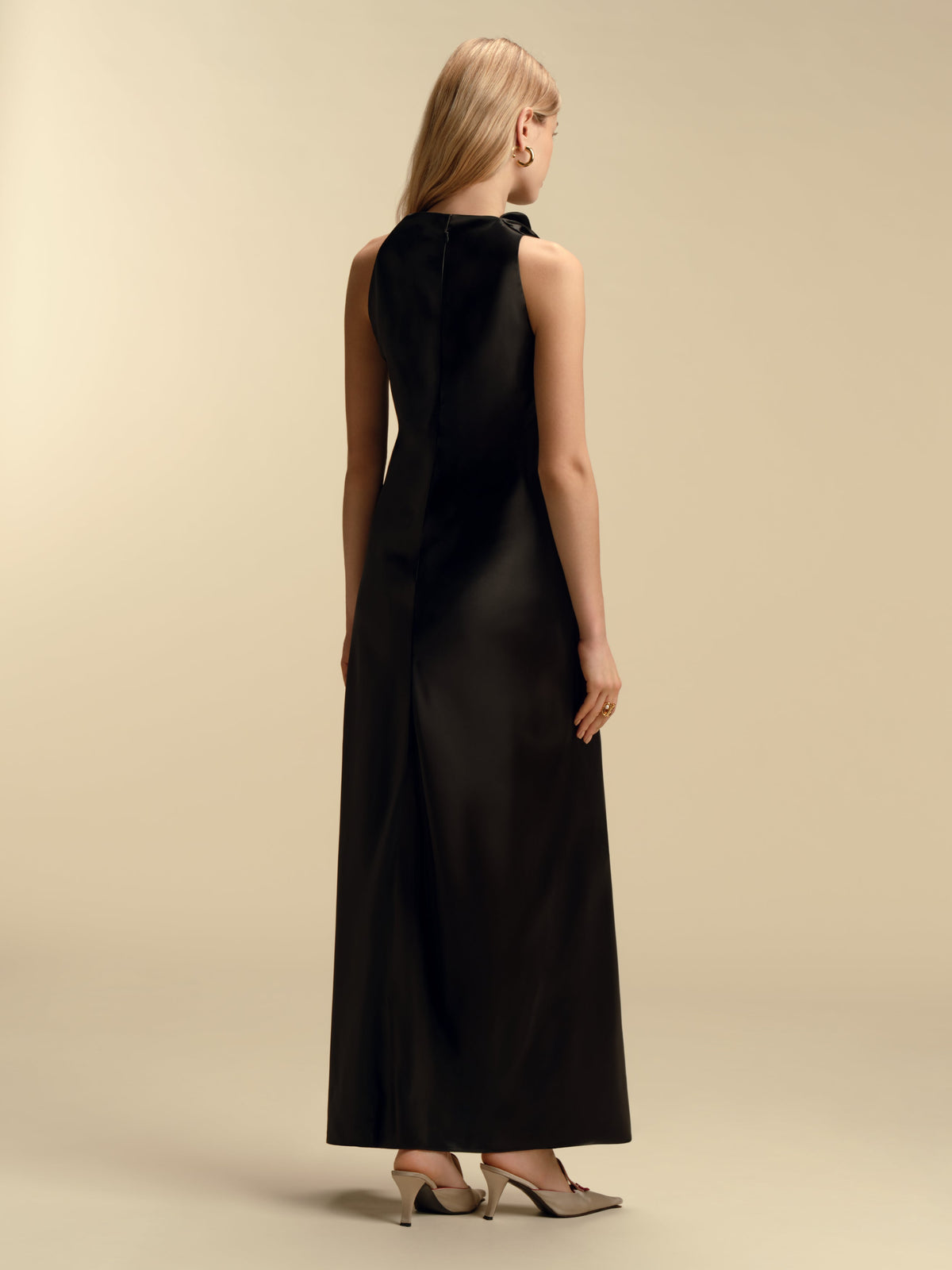 Bias Slipdress with Cowl Neckline in Black