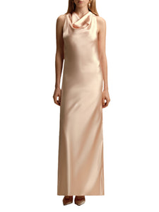 Bias Slipdress with Cowl Neckline in Pale Peach