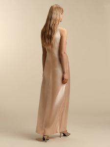 Bias Slipdress with Cowl Neckline in Pale Peach