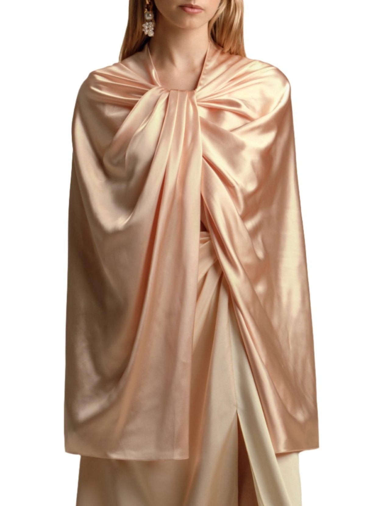 Twist Capelet in Pale Peach